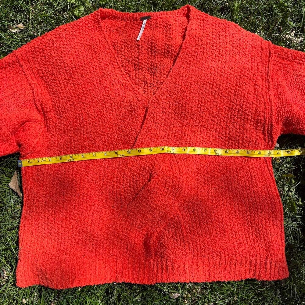 Free People Orange Oversized Cotton Knit Sweater Size Large - Picture 6 of 8